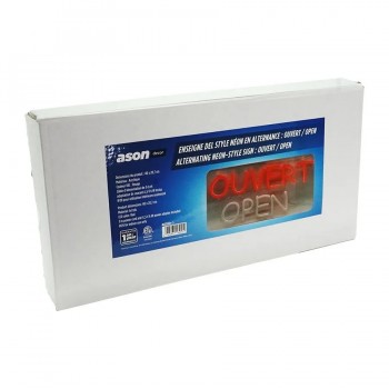 Enseigne lumineuse DEL animée OUVERT/OPEN - 40 X 20,7 cm - Rouge
