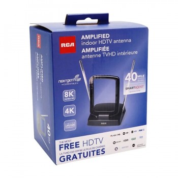 Antenne TVHD amplifiée intérieure RCA - UHF/VHF - 8K - 65 km