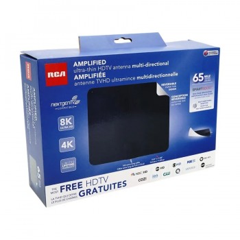 Antenne TVHD amplifiée intérieure RCA - UHF/VHF - 8K - 105 km