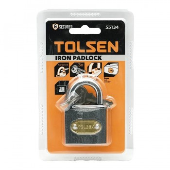 Cadenas en fer robuste TOLSEN avec 3 clés - 38 mm