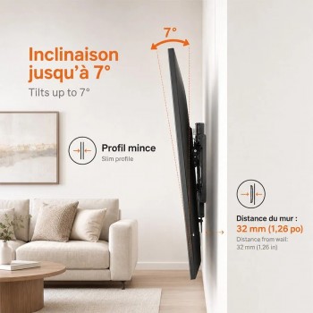 Support mural inclinable ULTRALINK pour TV de 65 à 90 pouces - 60 kg
