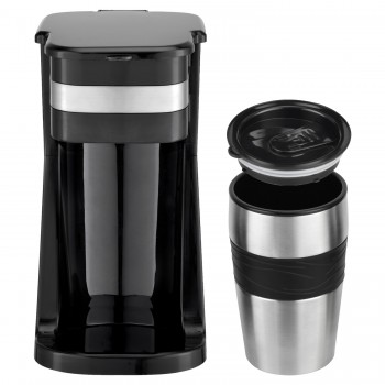 Hauz Cafetière à portion individuelle avec tasse de voyage thermique en acier inoxydable de 420 ml
