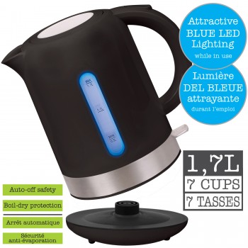 Hauz 1.7L Cordless Kettle with LED light, Black