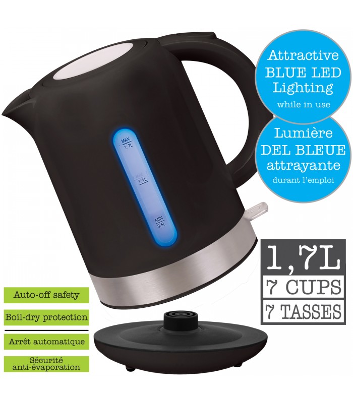 Hauz 1.7L Cordless Kettle with LED light, Black