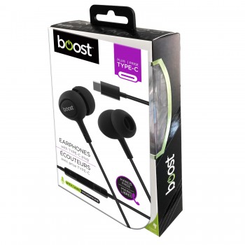 Boost Hands-free Earphones with Type-C plug, Black