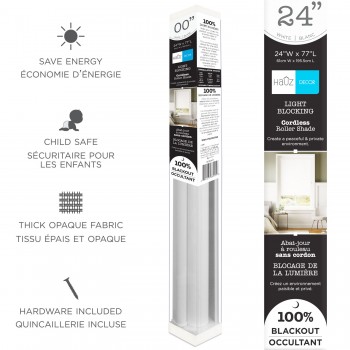 Hauz Cordless Blackout Blinds 24 in. x 77 in. White