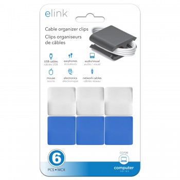 eLink Pack of 6 cable clips, small