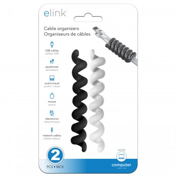 eLink Paquet de 2 d'organiseurs de câbles en spirale