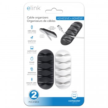 eLink Paquet de 2 clips auto-adhésifs pour l'organisation des câbles