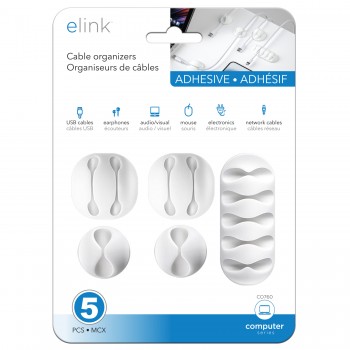 eLink multipurpose self-adhesive cable organizer clips - Pack of 5
