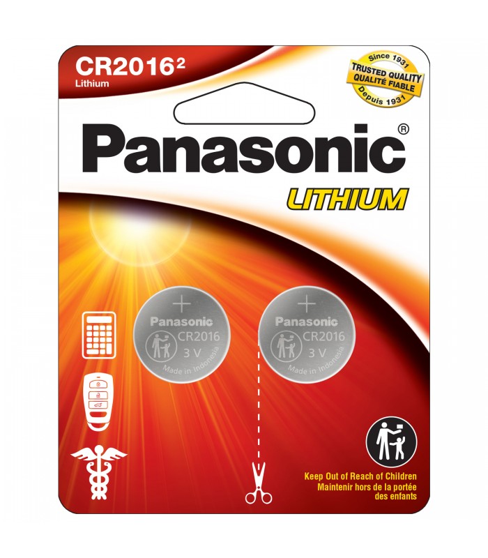 Panasonic 3V - Lithium - CR2016 - Paquet de 2