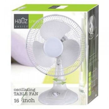 Hauz Ventilateur de bureau oscillant de 16 po - Blanc