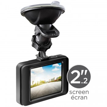 Escape Caméra de tableau de bord avec écran 2,2 po., enregistrement en boucle, détection de mouvement, haut-parleur et microphone intégrés
