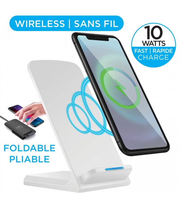 eLink 10W Fast Ultra-Thin Foldable Wireless Charger - White