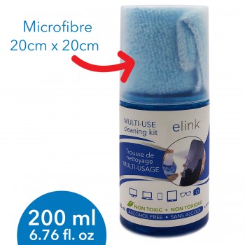 eLink LCD Screen Cleaner Spray with Premium Microfiber Cloth 200ml