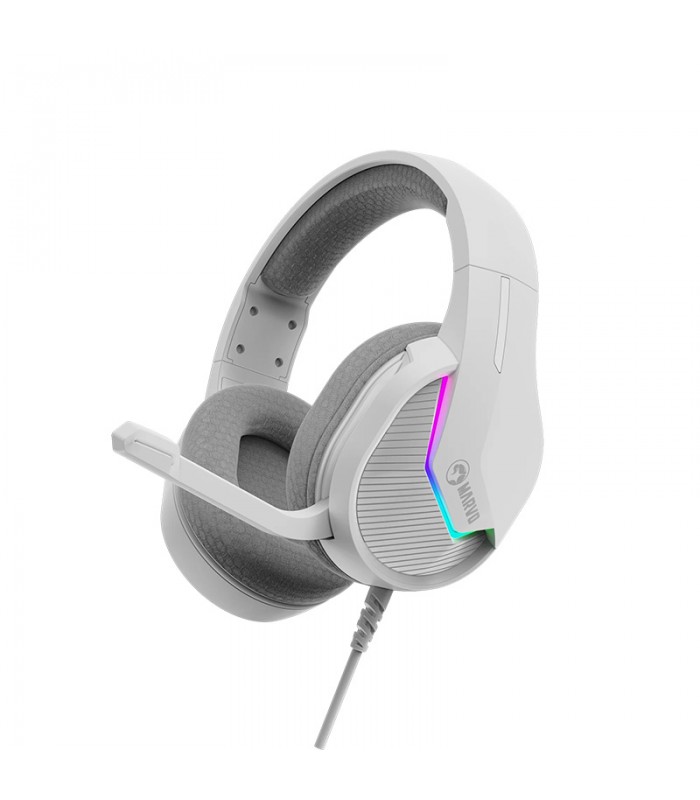 Marvo Tactic 40 H8618 USB2.0 Casque gaming filaire supra-auriculaire avec rétroéclairage RGB et microphone - Blanc