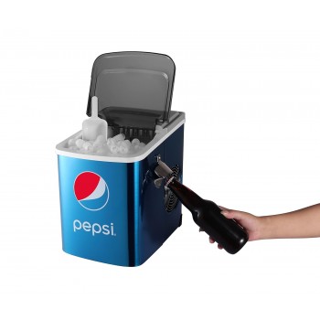 Curtis Pepsi Machine à glaçons en acier inoxydable de 12 kg avec ouvre-bouteille intégré - Bleu