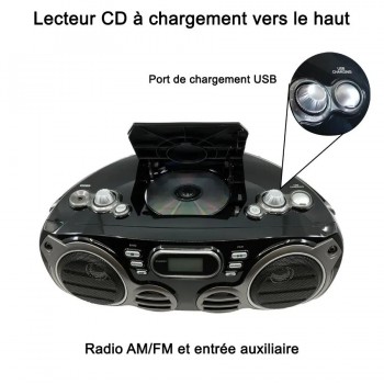Proscan Boombox Portable Bluetooth CD avec AM/FM Radio en Noir - Recertifié