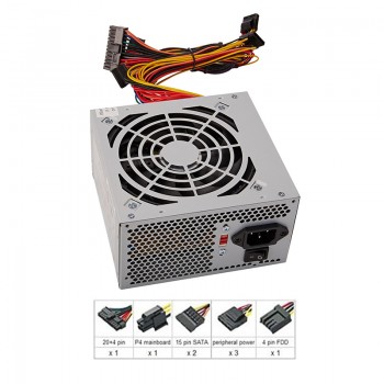 Coolmax Bloc d'alimentation avec 1 ventilateur de refroidissement silencieux 120 mm 500 W