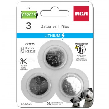 RCA Pile bouton lithium CR2025 - Paquet de 3