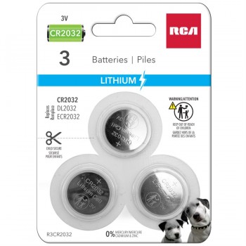 RCA Pile bouton lithium CR2032 - Paquet de 3