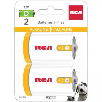 RCA D Alkaline Battery - Pack of 2