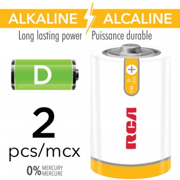 RCA D Alkaline Battery - Pack of 2