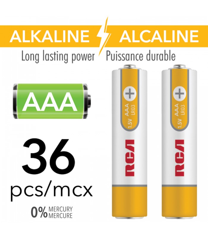 RCA Pile AAA alcaline - Paquet de 36