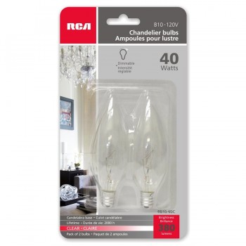 RCA Chandelier light bulbs B10 candelabra base 40 watts Clear - Pack of 2