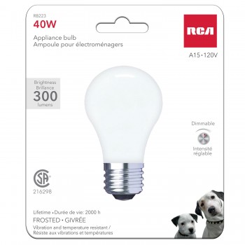 RCA Appliance Bulb A15 120V 40W Frosted