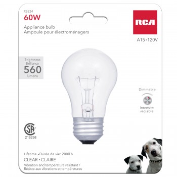 RCA Appliance Bulb A15 120V 60W Clear