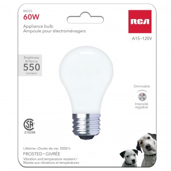 RCA Appliance Bulb A15 120V 60W Frosted