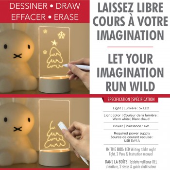 RCA Tablette d’écriture LED lumineuse / veilleuse (100x148 mm), alimentée par USB