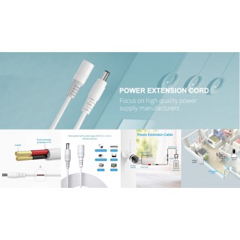 Speedex Câble DC d'extension d'alimentation de sécurité 2,1 mm x 5,5 mm Blanc - 25 pi.