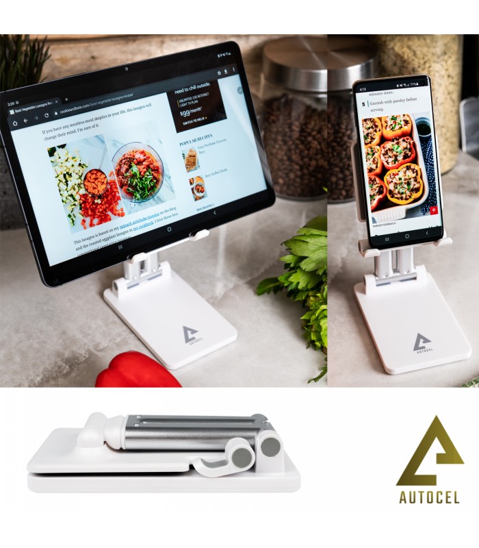 Autocel SPS-WH - Foldable phone stand with dual pole White