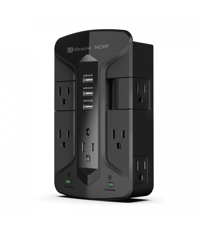 Ultralink ULN700XRW Surge Protector 7 Outlets – 3 USB - Black