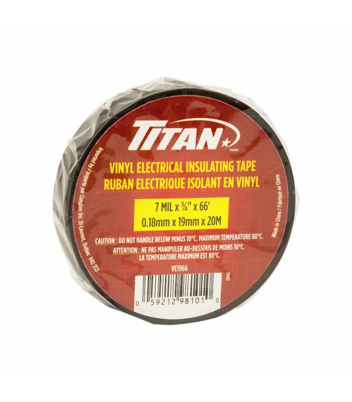 Titan Vinyl electrical insulating tape, 18mm x 20m - Black