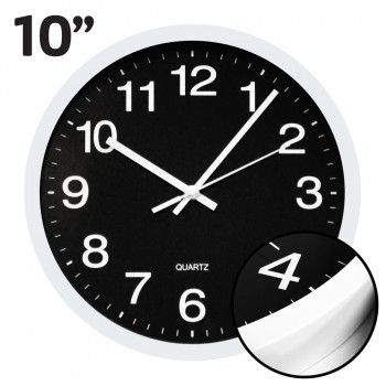 Hauz Round 12 in. black wall clock whith white pointers and numbers