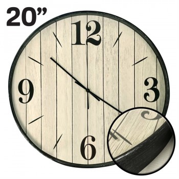 Hauz Round 20 in. wall clock with background imitating wood and black details