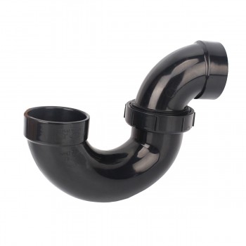 ABS P-Trap Without Clean-out, Union 1-1/2 in Black