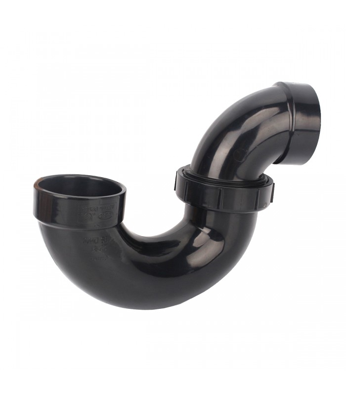 Siphon en P ABS sans vidange, union 1-1/2 po noir