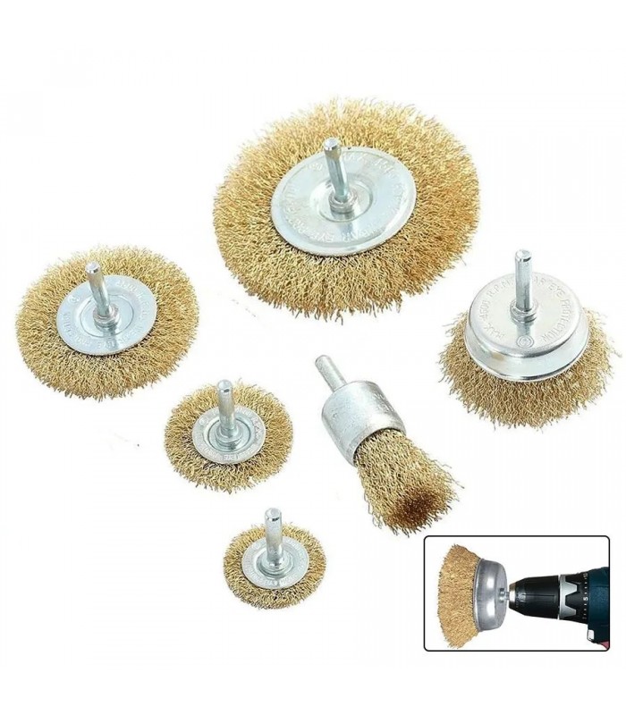 AddTools Assortiment de brosses métalliques à fils en laiton - 6 pièces