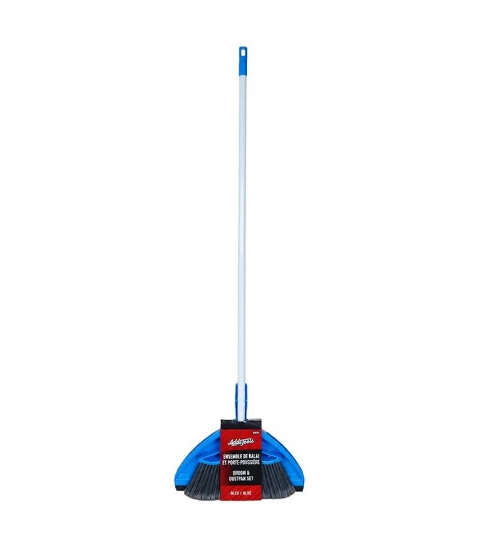 AddTools Broom and Dustpan Set with 47-inch Handle - Blue AddTools Broom and Dustpan Set with 47-inch Handle - Blue