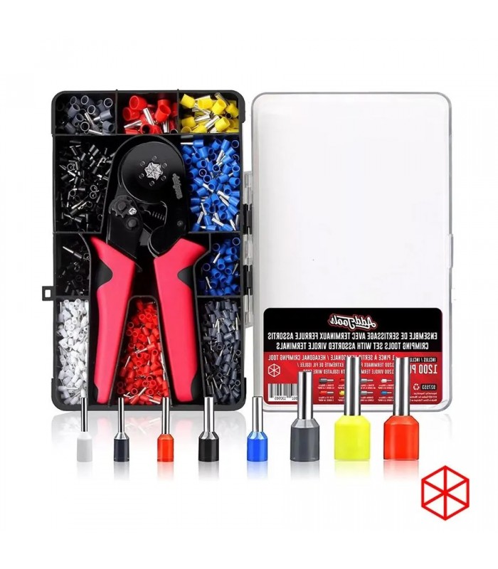 AddTools Ensemble de sertissage hex avec terminaux viroles - 23-7 AWG - 1200 pièces