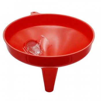 AddTools Large Plastic Funnel with Wide Opening - 10 in (25 cm) - Red