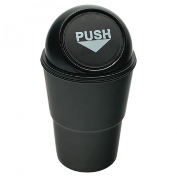 AddTools Mini poubelle pour véhicule 6,8 x 17,5 cm avec couvercle - Noir