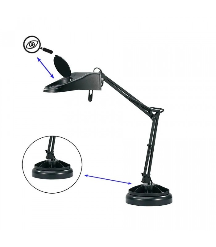 Architect Style Magnifying Lamp with CFL Bulb and Organizer Base - 13 W - Black