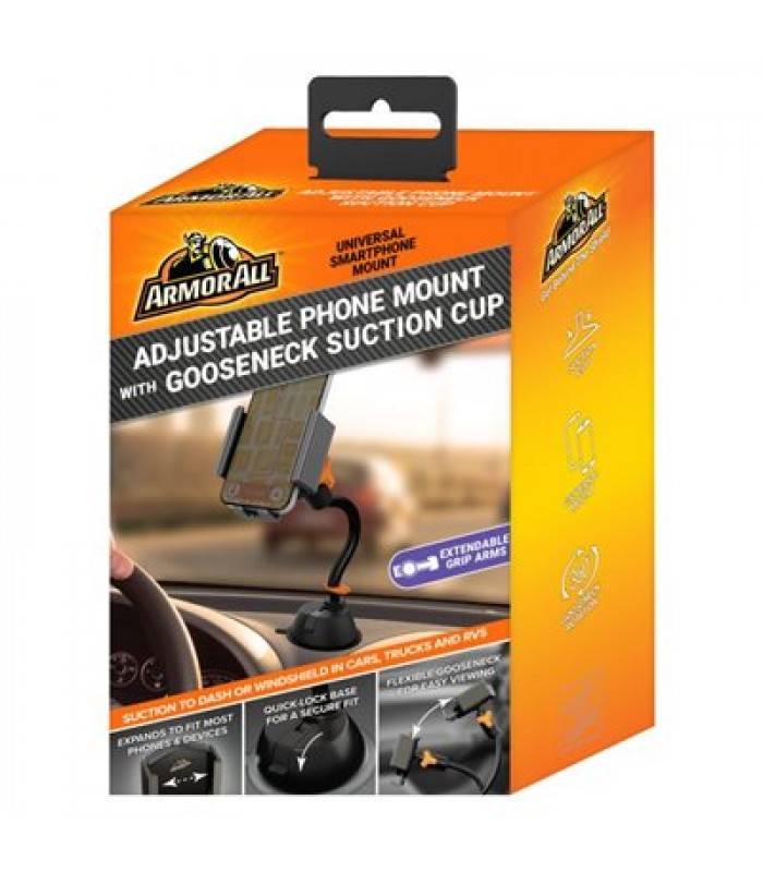 Armor All Adjustable Universal Smartphone Mount With Gooseneck Suction Cup