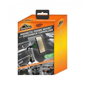 Armor All Magnetic Phone Mount With Gooseneck Cupholder, Turns 360-Degrees