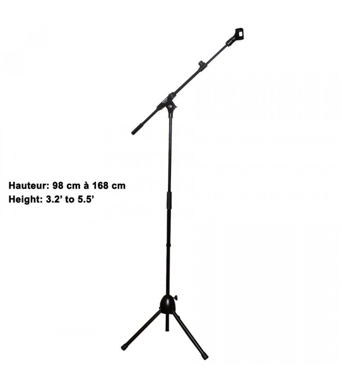 Ason Audio Pied de microphone extensible avec perche - 98 cm à 168 cm